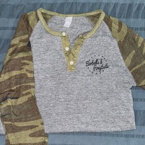 Kids Camo Sleeve Gray Button Down Shirt